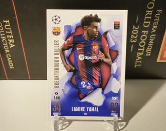 Lamine Yamal RC "Breakthrough Baller" Topps Match Attax 23/24. Soccer card. Trading card. Combined shipping. Read info.