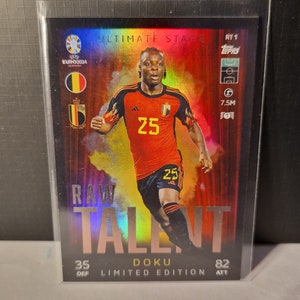 Édition limitée Doku « Raw Talent », Topps Match Attax Euro 2024. Belgique. Carte de football. Carte à collectionner. Expédition combinée. Lisez les informations.