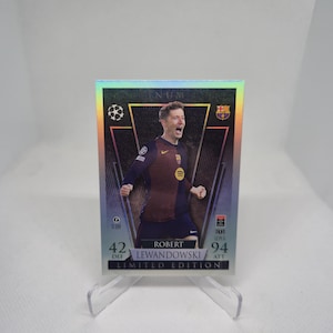Robert Lewandowski « Platinum Pull Edition », nouveau Topps Match Attax 2024/2025. Barcelone. Carte de football. Expédition combinée. Lisez les informations.