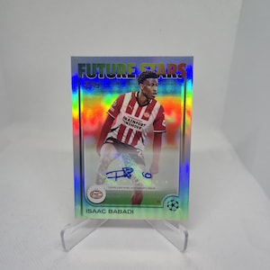 Autographe Isaac Babadi, Topps 2024/2025. PSV Eindhoven. Carte de football. Expédition combinée. Lisez les informations.