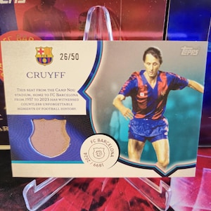 ヨハン・クライフ、Topps FCバルセロナ125周年記念 - RELICシート カンプ・ノウ - ヨハン・クライフ /50ex。同梱配送。詳細を読む。