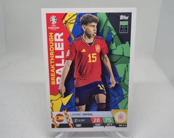 Lamine Yamal "Baloncero Revelación" Topps Match Attax Eurocopa 2024. Barcelona. Tarjeta de fútbol. Envío combinado. Leer información.