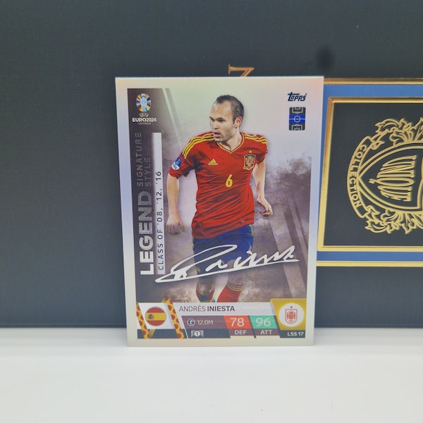 Andres Iniesta "Legend Signature Style", Topps Match Attax Euro 2024. Spain. Soccer card. Trading card. Combined shipping. Read info.