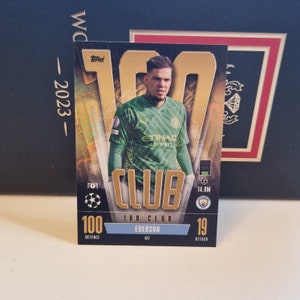 Ederson "100 Club", Topps Match Attax Soccer 2024. Cartão de futebol. Cartão colecionável. Envio combinado.