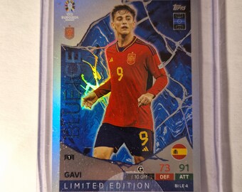 Gavi "Blue Ice Limited Edition", Topps Match Attax Euro 2024. Spain. Soccer card. Trading card. Combined shipping.