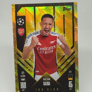 William Saliba « 100 Club », nouveau match Topps Attax 2024/2025. Carte de football. Carte à collectionner. Expédition combinée. Lisez les informations.