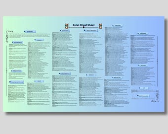 Complete Excel Cheat Sheet, Essential Commands, Shortcuts for Quick Mastery, Digital Download Dark, Light, multiple colors, Owl design.