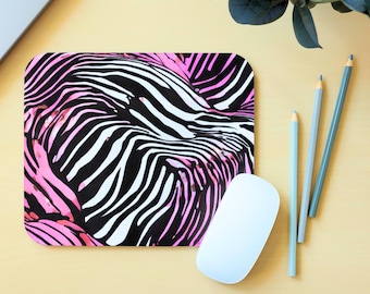 Zebra Mauspad, 23x18cm, lebendiges, farbenfrohes Design für Arbeit oder Freizeit, stilvoller Tierdruck, lustiges Schreibtischzubehör