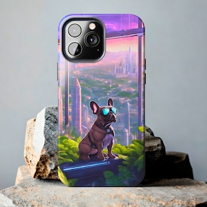 French Bulldog with sunglasses, iPhone & Samsung case. dog lovers, Frenchie phone case, dog iPhone case, Tough phone case, Impact resistance