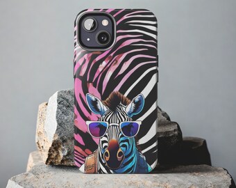 Cute Zebra with sunglasses iPhone case. Zebra lovers, Animal print phone case, Tough phone case, Zebra pattern, Impact Resistance
