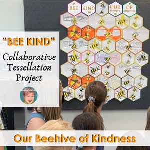Attività artigianale stampabile sulla gentilezza per bambini / Tassellatura collaborativa "Bee Kind" / Grande bacheca sulla gentilezza!