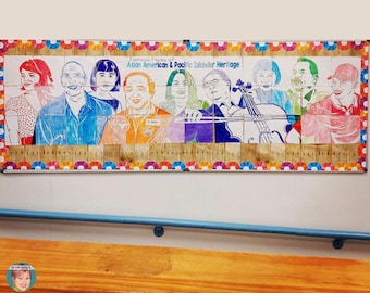 Printable Famous Faces of Asian American and Pacific Islander History Collaborative Poster | Great AAPI Heritage Month Activity for Kids