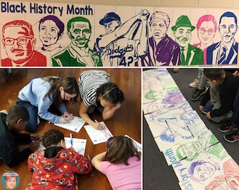 Black History Month Activity for Kids | Printable Famous Faces of African American History Collaborative Coloring Poster | Great Art Project