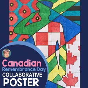 Può includere: Un poster collaborativo per il Giorno del Ricordo in Canada. Il poster presenta la silhouette di una persona in uniforme militare che saluta, con uno sfondo di papaveri rossi, bandiere canadesi e altri simboli patriottici.