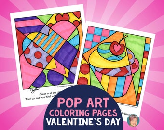 The Original Printable &quot;Pop Art&quot; Valentine&#39;s Day Interactive Coloring Pages | Fun Art Activity Idea for Kids | from Art with Jenny K.!