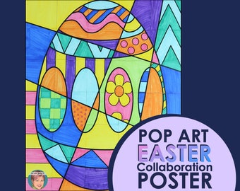 Printable Easter Egg Collaborative Coloring Poster | Fun Easter Arts and Craft Activity for Kids