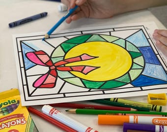 Printable "Stained Glass" Holiday Coloring Pages w/ Sheets for Christmas, Hanukkah & Kwanzaa | Fun Last Minute DIY Craft Activity for Kids!