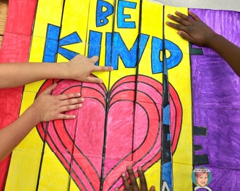 Printable Kindness Craft Activity for Kids | "Be Kind" 3D Collaboration Poster | Great for Kindness Bulletin Boards