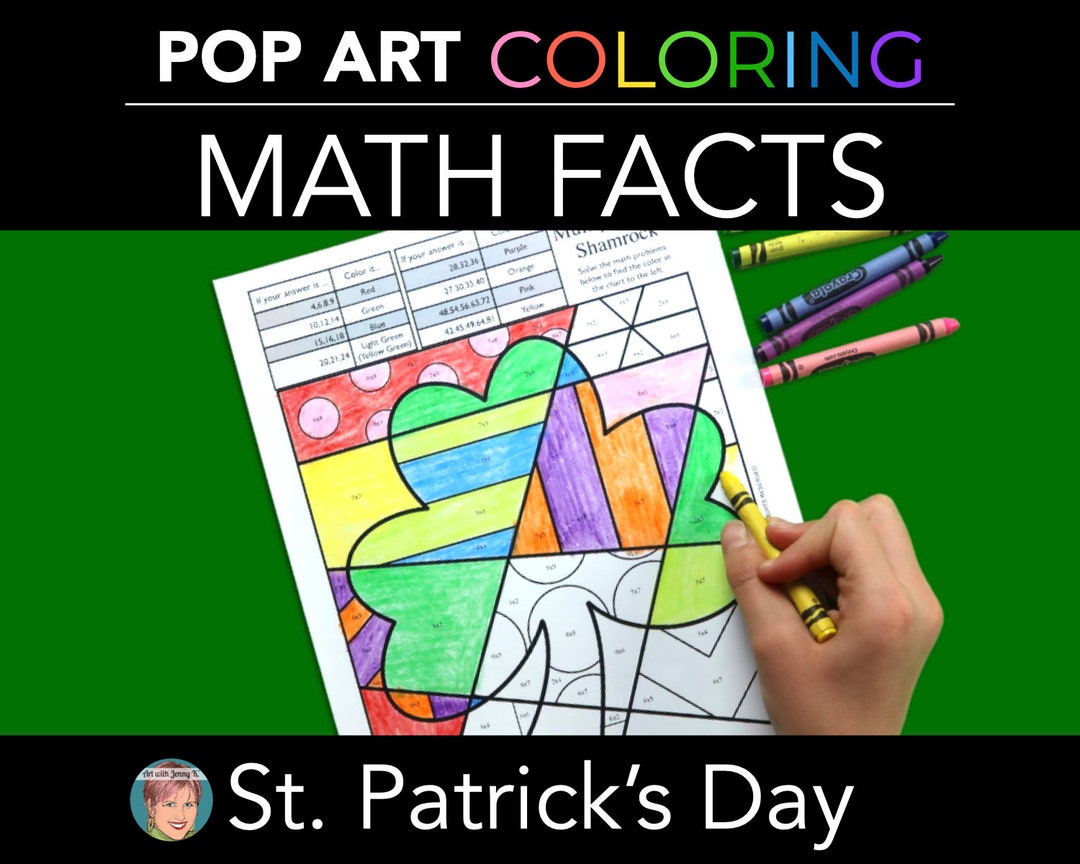 St. Patricks Day Themed Color by Number Math Review Coloring Pages ...