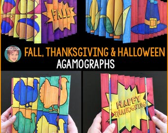 Thanksgiving, Halloween, and Fall Agamograph Art Craft – Printable Designs for Kids & Families (PDF Digital Download)