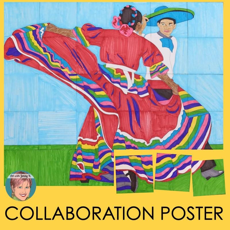 Printable Hispanic Heritage Month Collaboration Poster Activity for Kids | Perfect for Bulletin Boards | Options for Cinco de Mayo