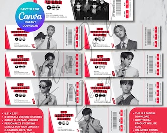 BTS Kpop Världsturné | Redigerbar mall för konsertbiljetter | OT7 | ARMY Merch | Digital nedladdning