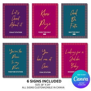 Indian Wedding Food Station Signs: Editable Punjabi Decor (Digital Download)