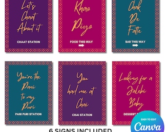 Indian Wedding Food Station Signs: Editable Punjabi Decor (Digital Download)