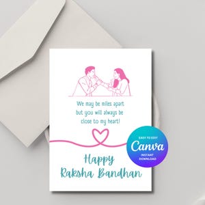 Tarjeta Raksha Bandhan, Tarjeta Rakhi, Hermano, Bhai, Tarjeta India, Imprimible, Descarga Instantánea, Canva Editable, Feliz Rakhi Feliz Raksha Bandhan
