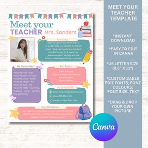 Meet the Teacher Template, Teacher Resource Letter, Back to School Letter, Pastel Teacher Template Editable, Classroom Decor, Newsletter