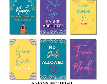 Punjabi Wedding Entry Signs: Nanke Mel Party Decor (Instant Download)