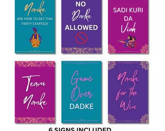 Punjabi Wedding Entry Signs: Nanke Mel Party Decor (Instant Download Editable)