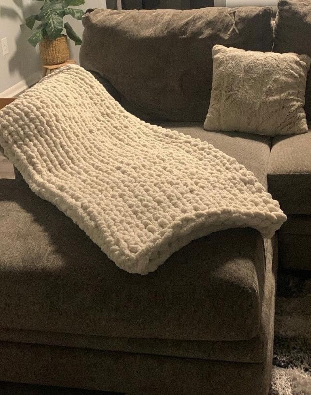 Hand Knitted Chunky Blanket Etsy