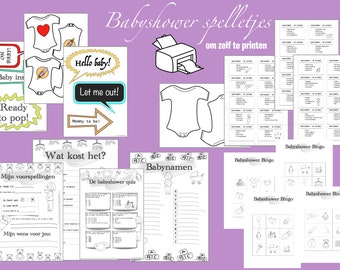 NL Babyshower spelletjes / Nederlands / printables baby shower / 30 seconds