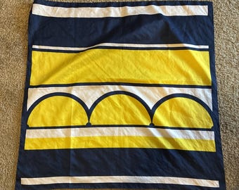 Vintage Trevira Scarf Square Scarf, Yellow, Blue & White