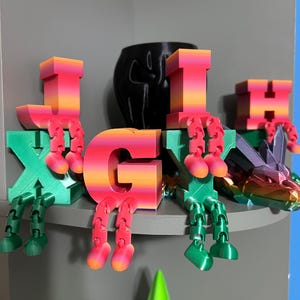 Whimsical Articulating Letter Figurines with Legs | Desk Shelf Decor & Personalized Gifts (3D Printed)