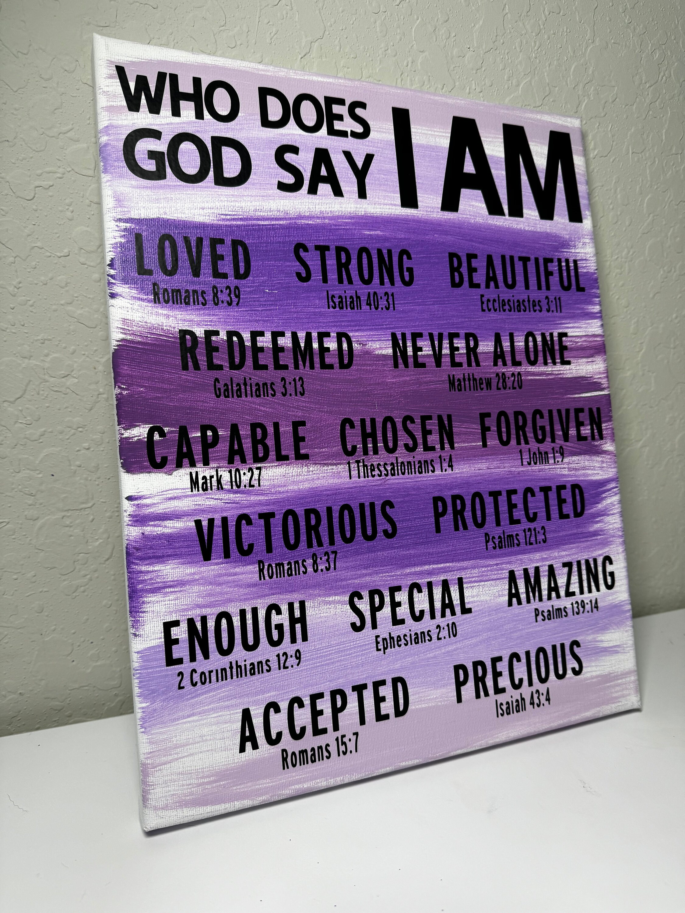 Who Does God Say I Am Artwork, Custom Canvas, Uplifting Words, Faith ...
