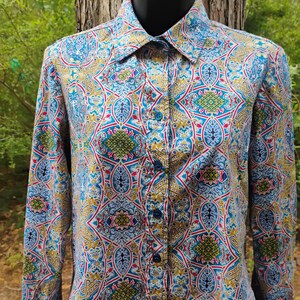 Rare Vintage Finley Paisley Tapestry Button Down Long Sleeve Shirt 80s 90s Y2k