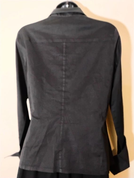 Rare Etcetera  Black Button Down Shirt Pointy Dag… - image 5