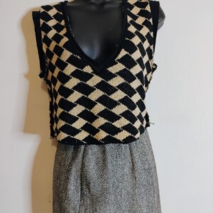 Vintage Free People Grunge Crop Vest Checkered Knit Boho Gypsy 80s 90s y2k 画像 3