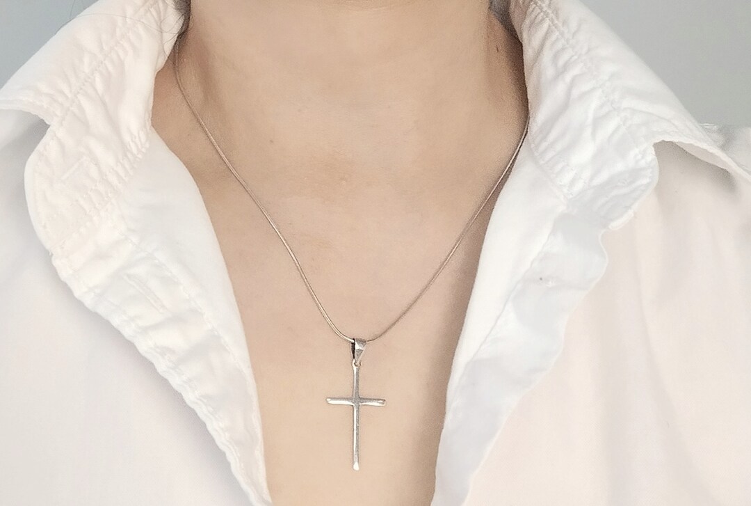 ●TATIANA● Silver 925 Clear Cross Pendant NecklaceNZ1145 17 Dainty Sterling Silver 925 Cross Pendant Necklace - Etsy