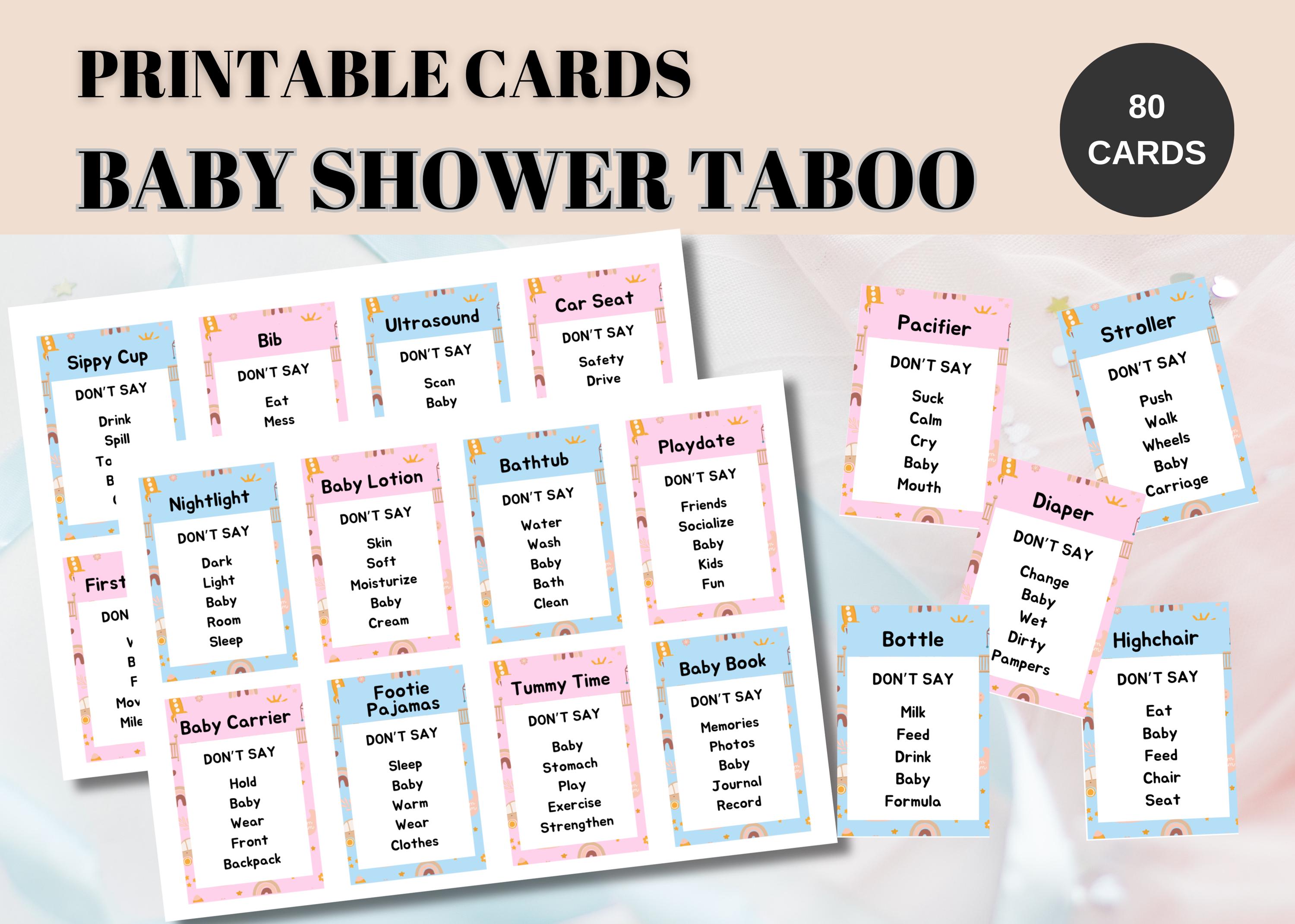 Baby Shower Taboo Game Printable Baby Shower Party Game Fun for Kids ...