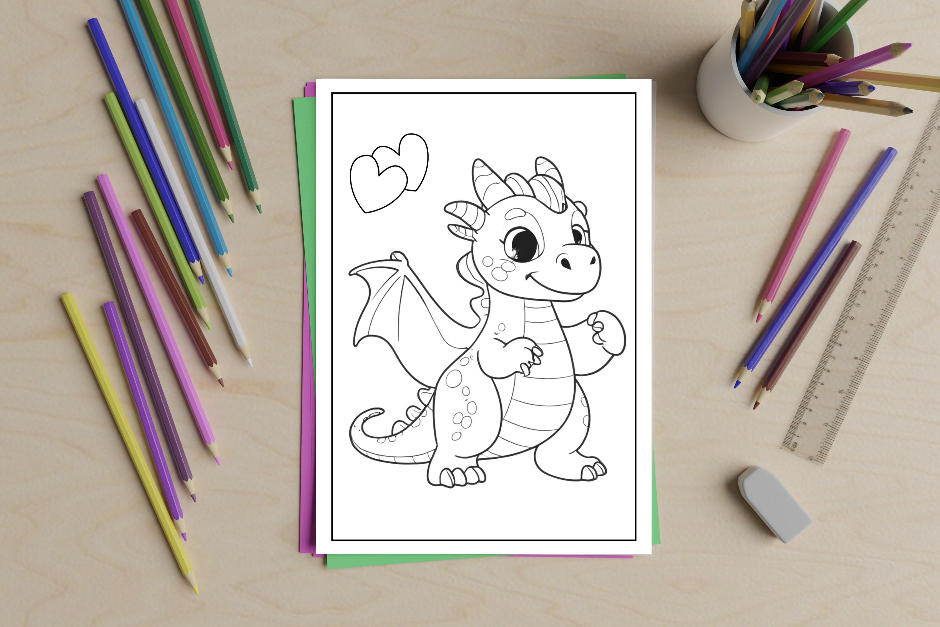 Dragons Printable Coloring Pages Digital Download Coloring Book for