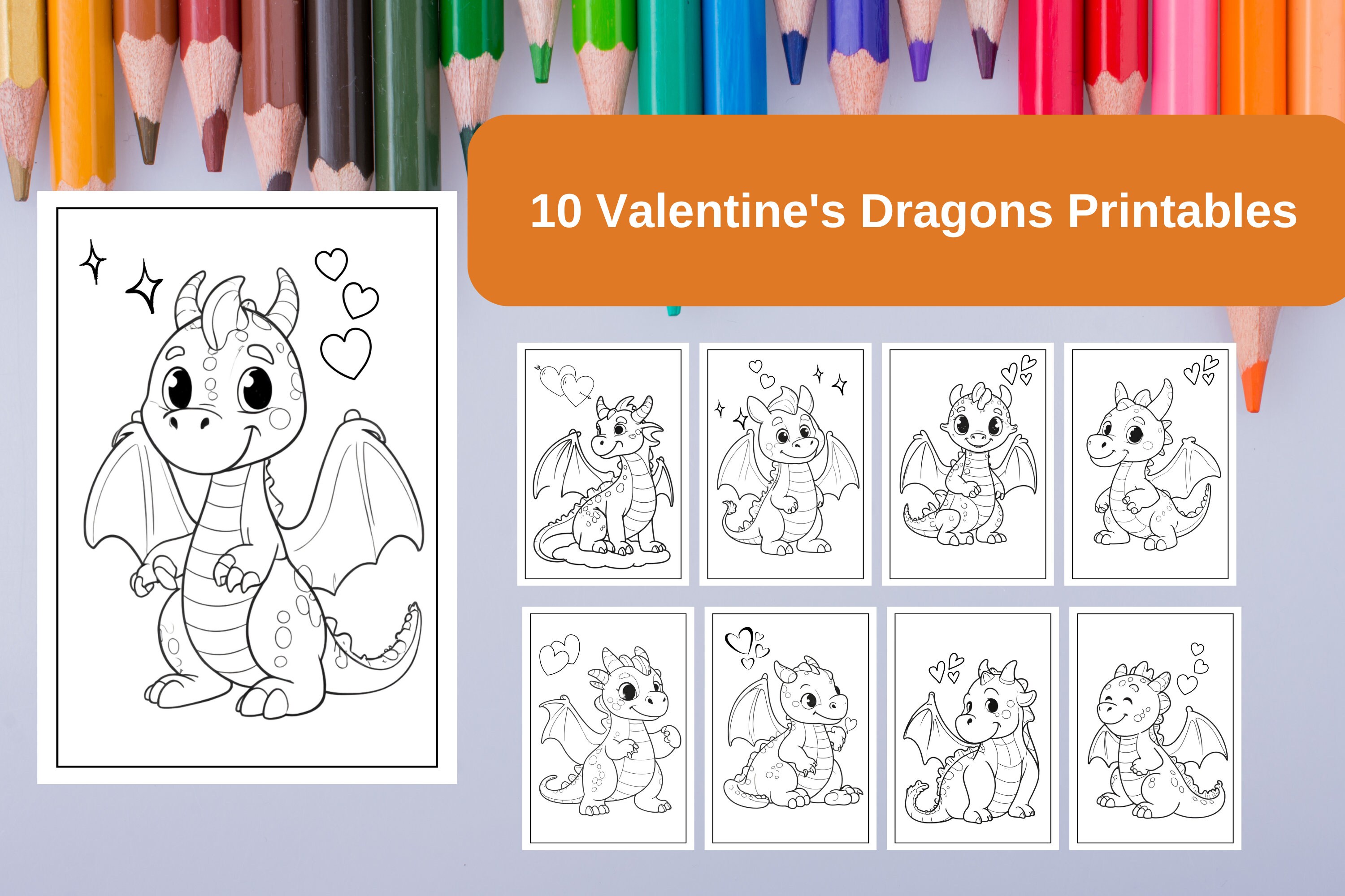 Dragons Printable Coloring Pages Digital Download Coloring Book for
