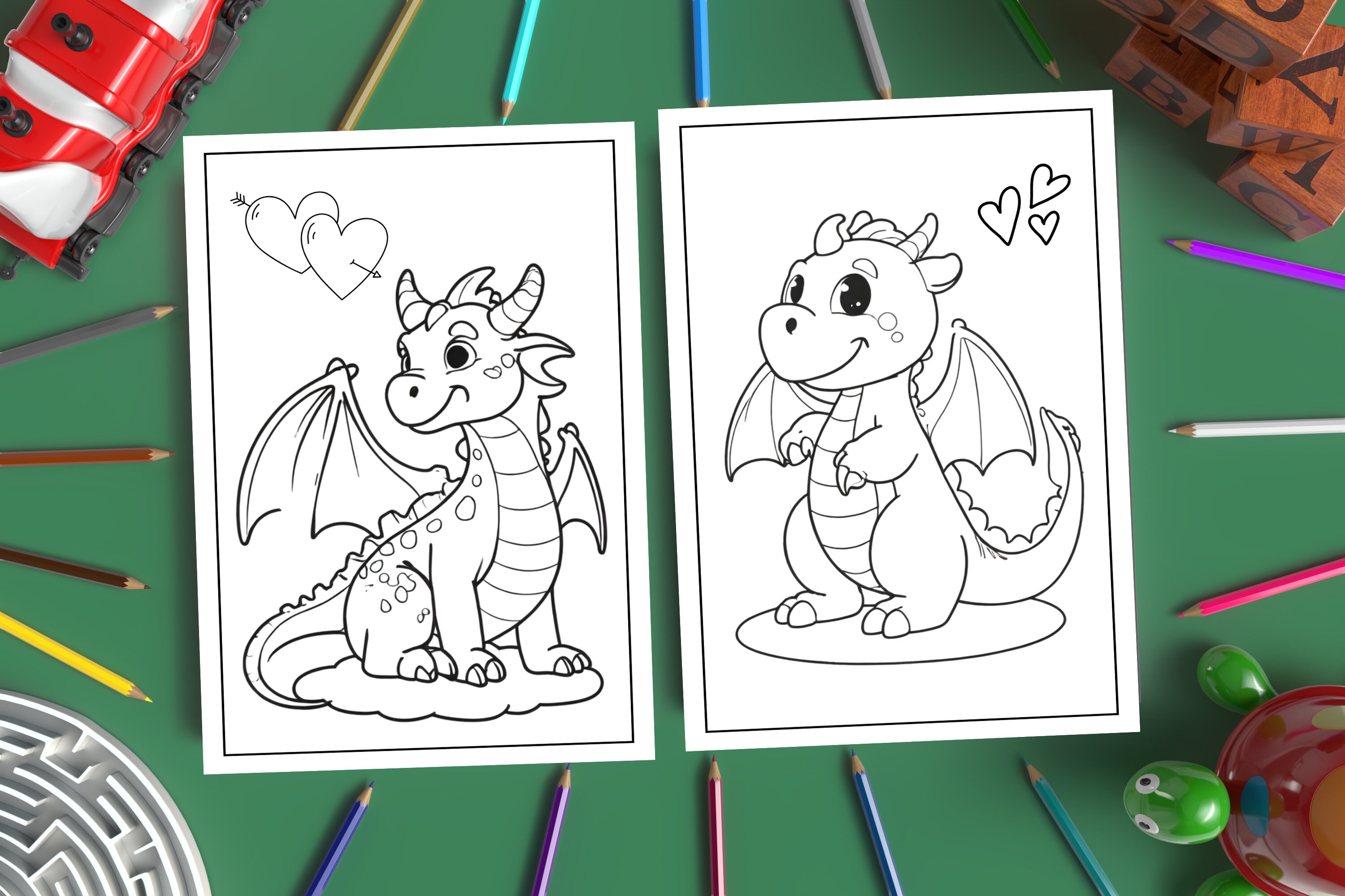 Dragons Printable Coloring Pages Digital Download Coloring Book for