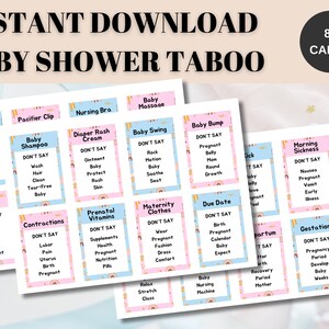 Baby Shower Taboo Game Printable Baby Shower Party Game Fun for Kids ...