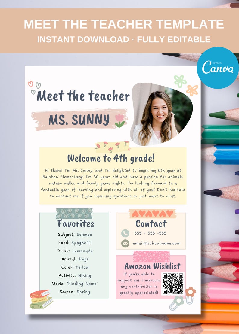 Meet the Teacher Template, Teachers Favorite Things Editable, All About Meet the Teacher Template, Teachers Favorite Things Editable, All About