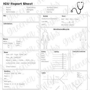 Verslagblad IC-verpleegkundige | Rapportageblad Intensive Care voor verpleegkundigen | Digitale download