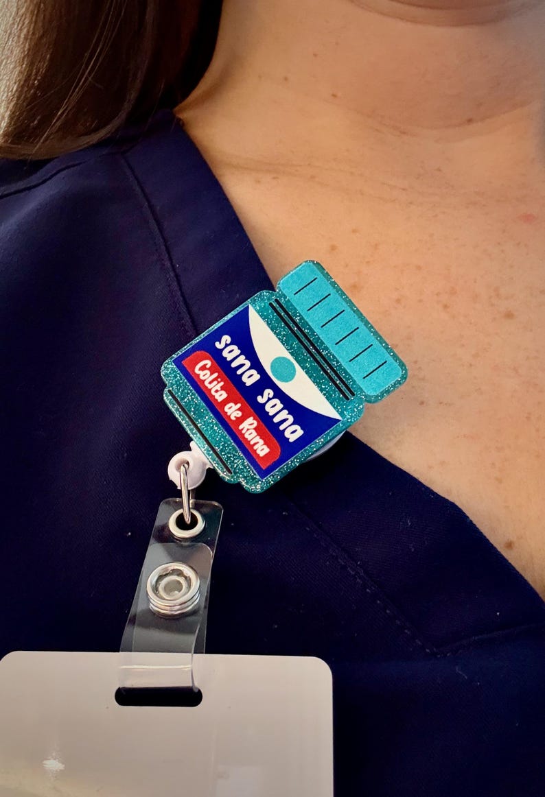 Sana Sana Colita De Rana Nurse Badge Reel – Funny Retractable ID Badge Clip For RN, CNA, Medical Workers