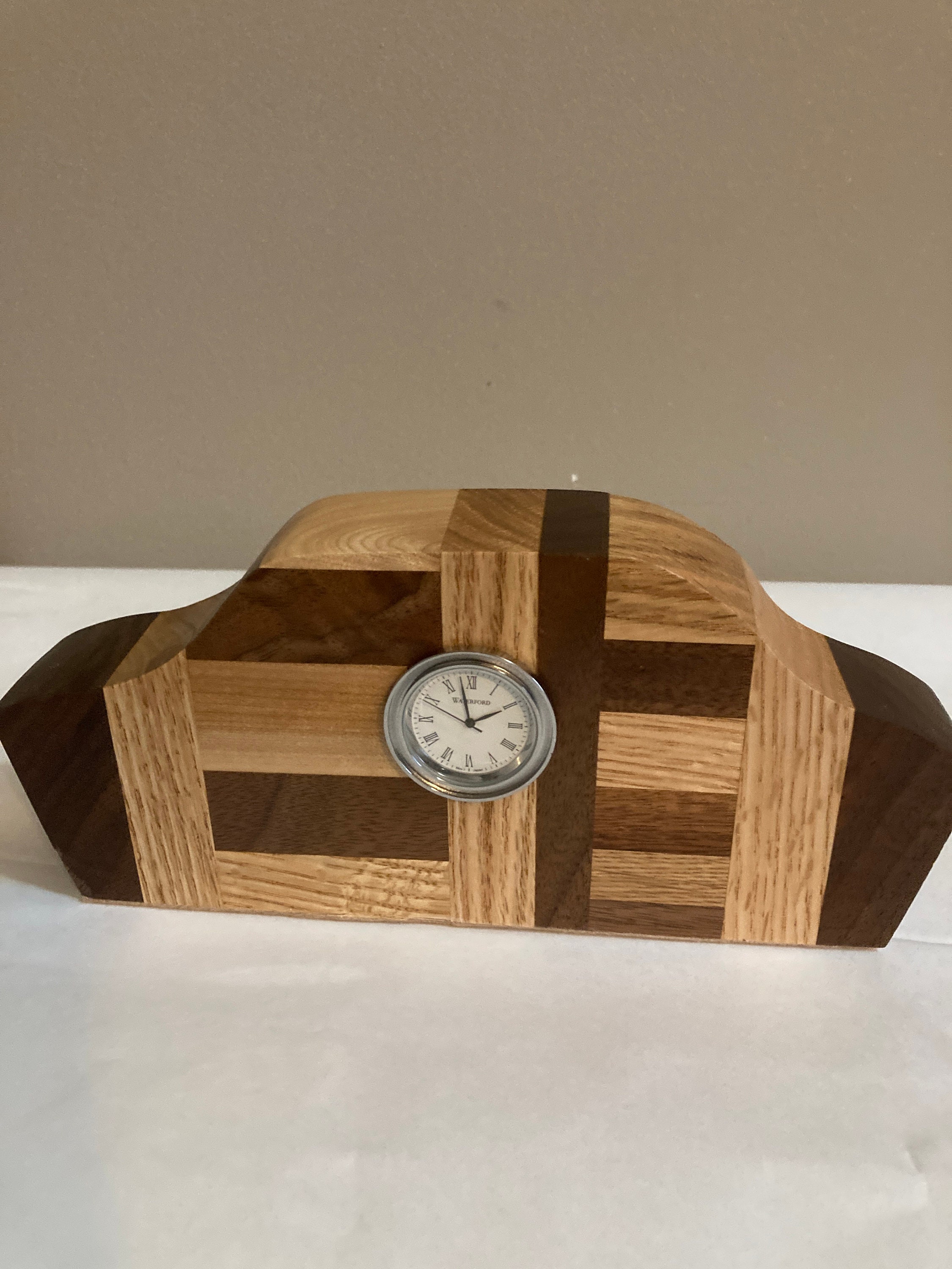 Hardwood Desk Clock Combines Oak and Walnut With a Waterford Dial in a ...
